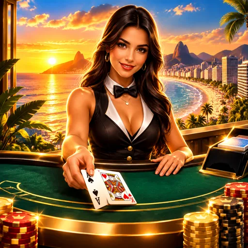 Mesa de blackjack com cartas distribuídas sobre o pano verde
